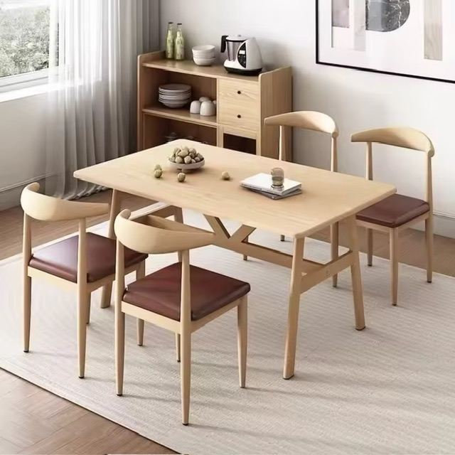 ชุดโต๊ะกินข้าว โต๊ะพร้อมเก้าอี้  มีพนักพิงหลัง สไตล์มินิมอล โต๊ะไม่มีแยกขาย เก้าอี้มีแยกขาย