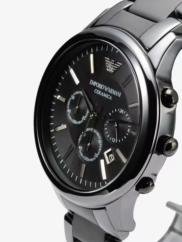 Emporio Armani นาฬิกาข้อมือผู้ชาย Ceramica Chronograph Black Dial Black  รุ่น AR1451