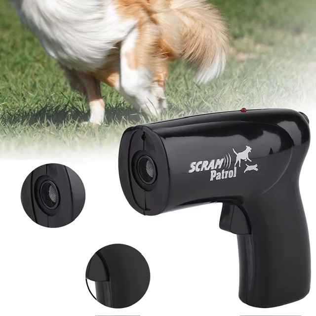 Ultrasonic Dog ไล่แมวเลเซอร์อินฟราเรด Chaser Mini แบบพกพาครูฝึกสัตว์ Bark Stop อุปกรณ์ควบคุมอุปกรณ์สำหรับสัตว์เลี้ยง (สีดำ)