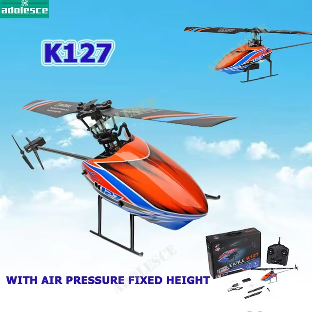 เฮลิคอปเตอร์บังคับ ของเล่นเด็ก K127 2.4g 4ch 6-aixs Aileronless Single Blade Propeller Mini Rc Helicopter (with Air Pressure Fixed Height) 4ch rc helic