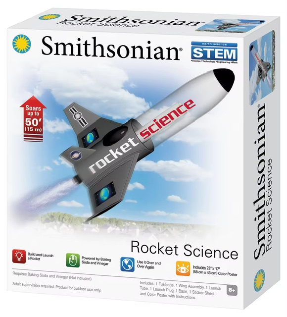 โบนัส] Smithsonian Rocket Science ของเล่นวิทยาศาสตร์ ชุดประกอบอุปกรณ์จรวด , ฐานปล่อยพร้อมอุปกรณ์การเล่นและคู่มือ