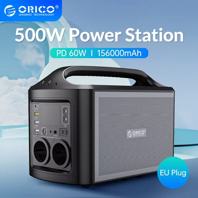 ORICO Portable Power Station 500W Backup Rechargeable Lithium Battery 561Wh Pure Sine Wave AC Outlet PD Charging for Camping