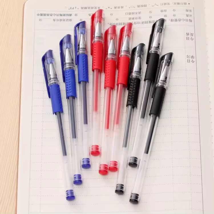 ราคาถูกสุด ปากกาเจล 0.5mm แบบหัวปกติ และหัวเข็ม สีน้ำเงิน, สีดำ, สีแดง ปากกาหมึกเจลอย่างดี เขียนลื่น ไม่สะดุด
