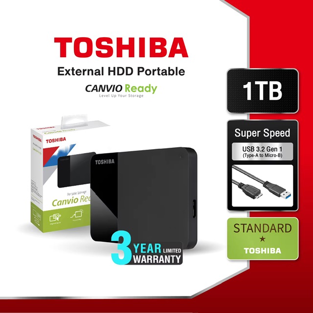 Toshiba External HDD (1TB) USB 3.2 SuperSpeed รุ่น (Canvio Ready B3) 2.5
